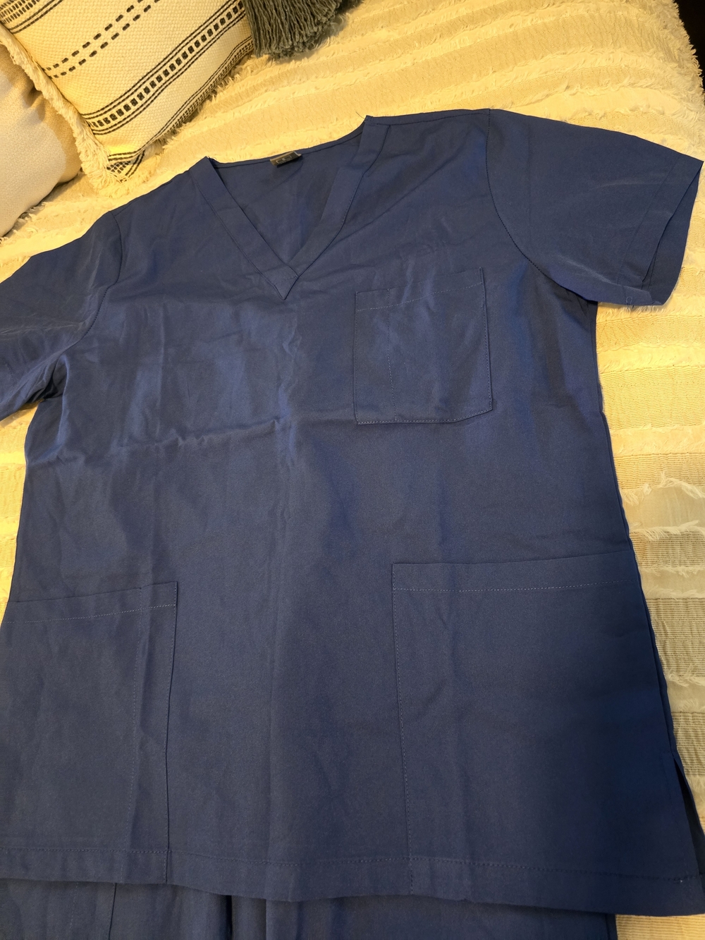Navy V-Neck Scrub Top with Bottoms